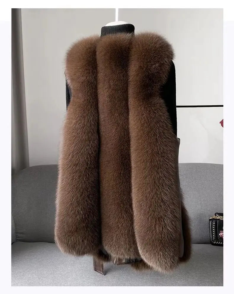 New High imitation fox fur vest for Women Slim Versatile High-end Fashion Young Warm Sleeveless Coat 2025 Autumn/Winter New