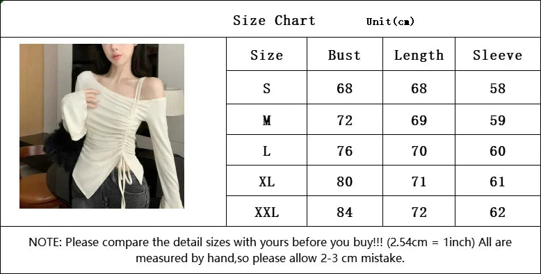 Women Spring Autumn Cotton Flare Sleeve T Shirts Solid Bodycone Basic Long Sleeve Crop Tops Casual Shirring Off-shoulder Tees