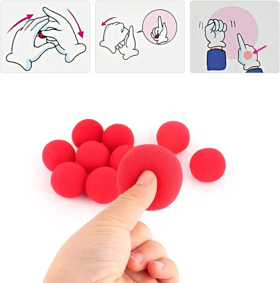 10pcs Finger Sponge Ball Magic Sponge Ball Red Magic Props Comedy Magic Trick Gift for Kid Halloween Party Masquerade