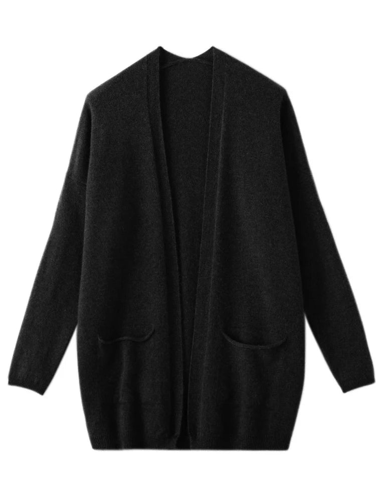 Autumn Winter 100% Pure Wool Women Cardigan High Quality Cashmere Jacket Casual Sweater Street Wear Warm Overcoat Female Kore