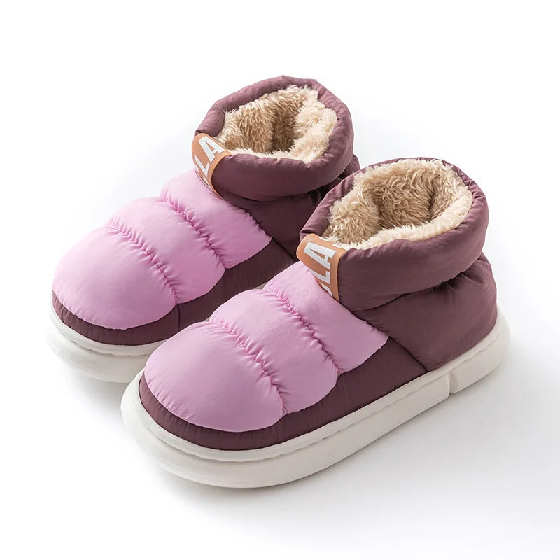 Mens Shoes Cute Plush Winter Warm Cotton Shoes Female Outdoor Non-slip Light Down Leisure Platform Footwear Ankle Short Boots