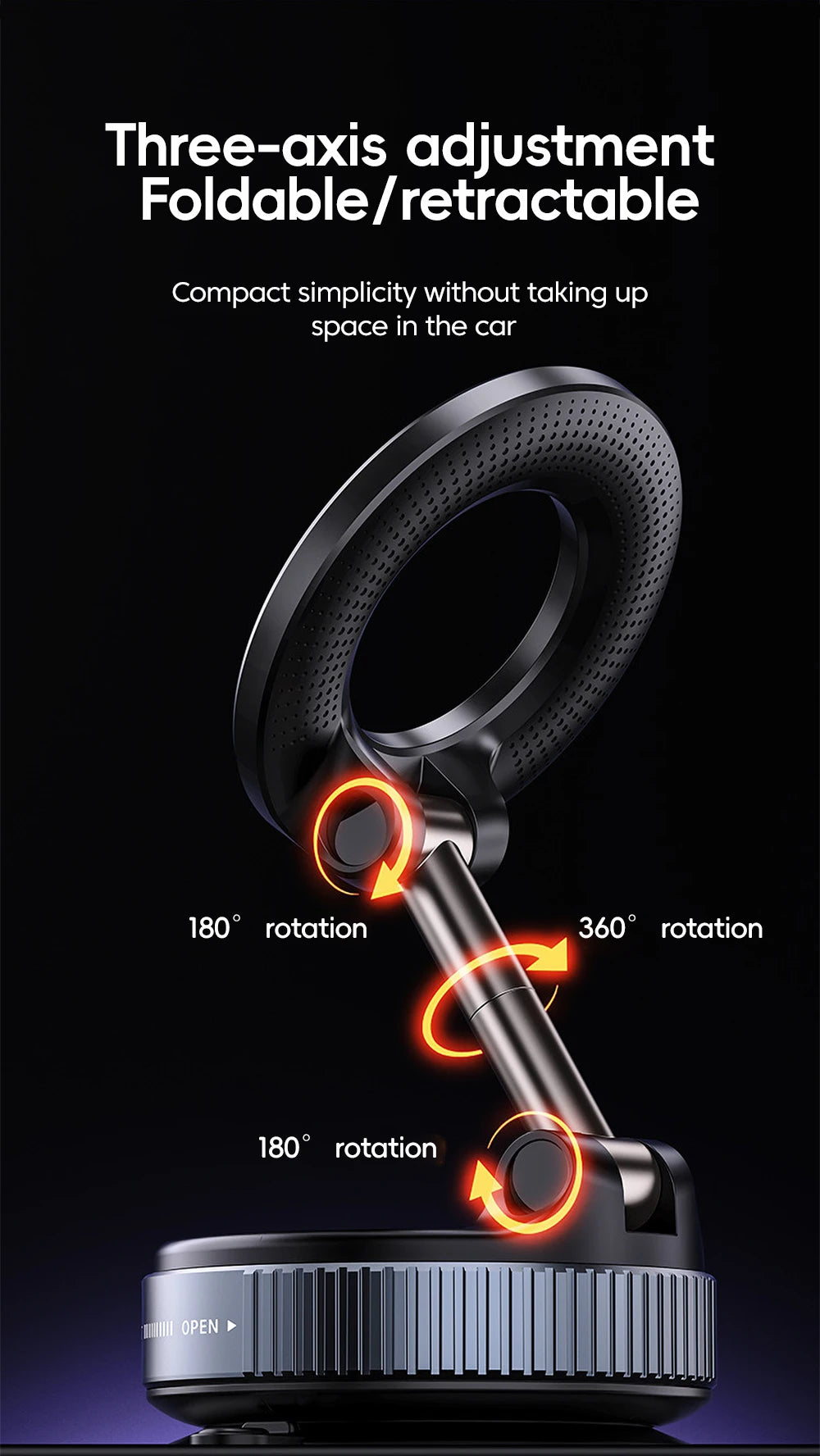 360° Rotation Car Dashboard Holder Magnetic Suction Cup Holder Foldable Kitchen Lazy Phone Bracket For iPhone Android Smartphone