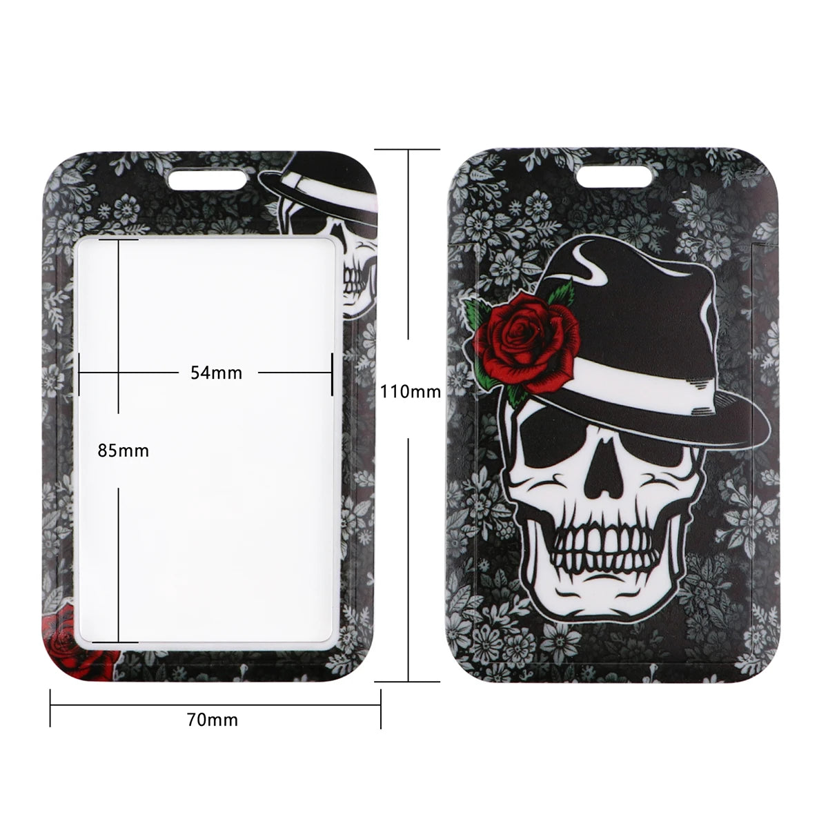 Halloween Skull Rose Punk Gothic Lanyard Card Holder Neck Strap for Key ID Card Phone Straps Badge Holder DIY Hanging Rope