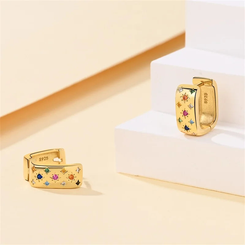 New in 925 Silver Color Gold Pearl Bee Irregularity Star Moon Earrings For Women 2024 Trending Fashion Jewelry Birthday Gifts