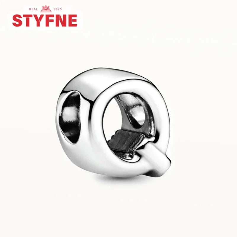 Silver 925 26 Letter A-Z Alphabet Charm Fine Beads Fit Original Charms Silver Bracelet DIY Fine Jewelry for Women Gifts Making