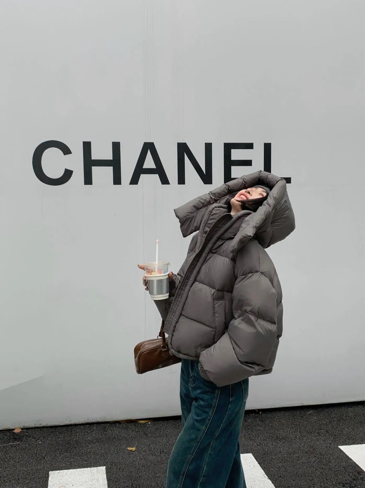 Coat New Korean Version Loose Fit Lapel Hooded Women Winter Premium Thickened Warm Bread Jacket