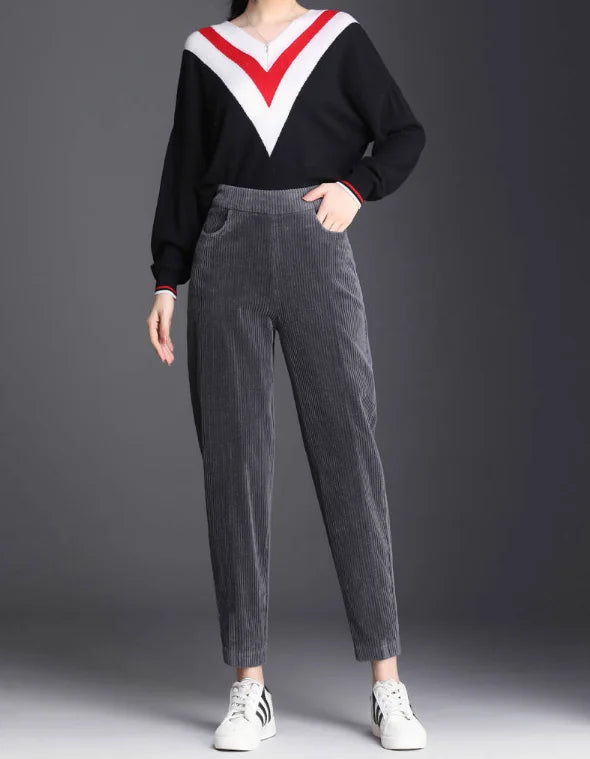 Plush Thick & Thin Casual Pants Corduroy Warm Pants Autumn Winter Leggings Harem Pants Trousers High Waist Women's Брюкиженские