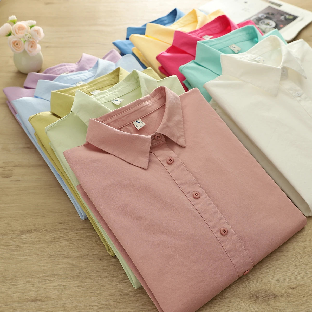 Simple Fine Cotton Casual Shirts Women 2025 New Fresh Lady Solid Color Loose Blouses and Tops Ladies Long Sleeve Shirt Clothing
