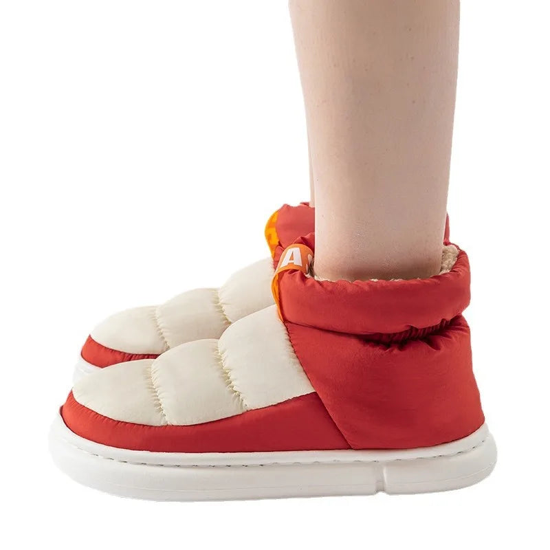 Mens Shoes Cute Plush Winter Warm Cotton Shoes Female Outdoor Non-slip Light Down Leisure Platform Footwear Ankle Short Boots