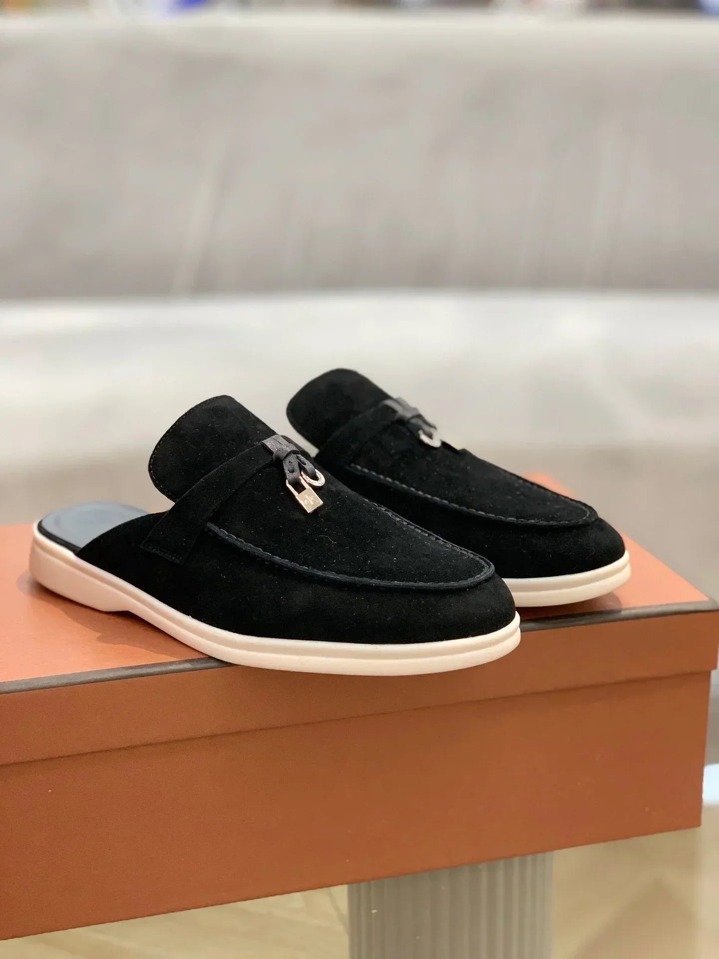 Suede leather women's loafers luxury casual women's shoes comfort shoes Mary Jane shoes rubber soles women's flat loafers