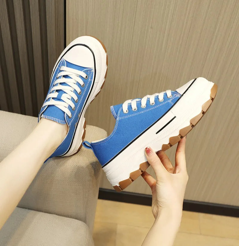 Summer Hot Sale Women's Canvas Shoes Fashion Breathable Platform Sneakers Female Flats Shoe Korean Trendy All-match Casual Shoes