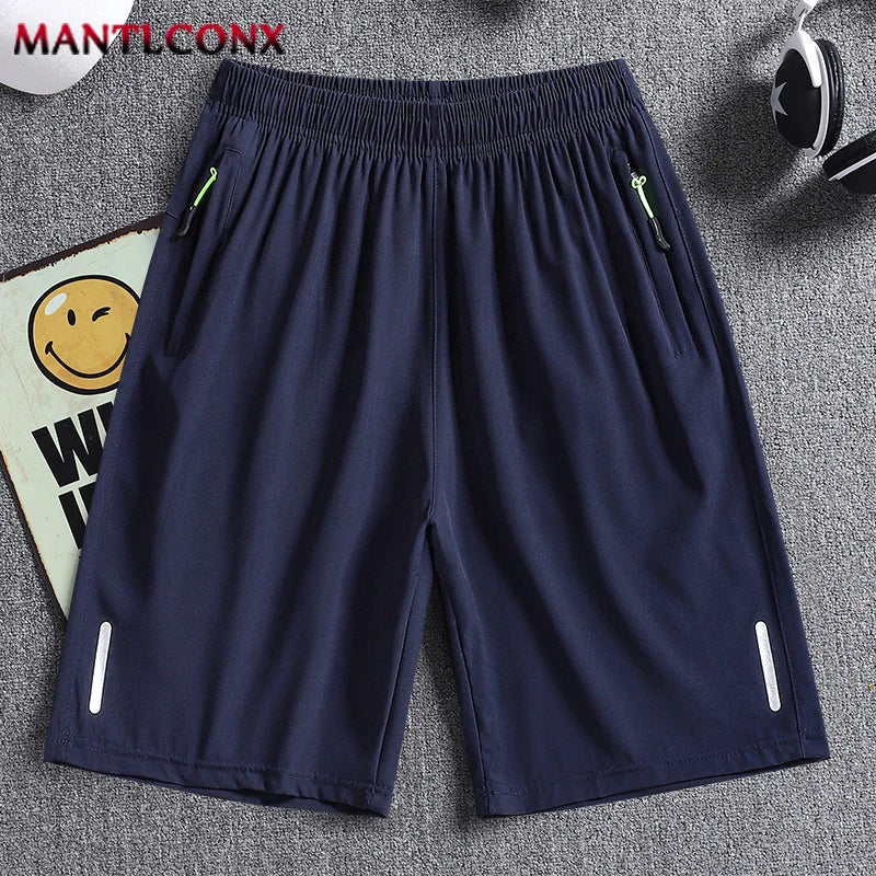 Solid Men's Beach Shorts Sports Short Pants Jogging Running Quick Dry Board Shorts Men Summer Thin Zipper Pockets Loose Bottom