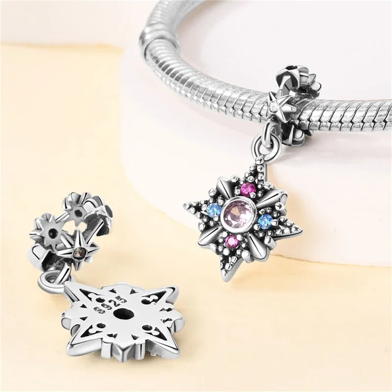 925 Sterling Silver Classic Retro Lotus Heart-Shaped Charms Beads Fit Original Pandach Bracelets Fine DIY Anniversary Jewelry