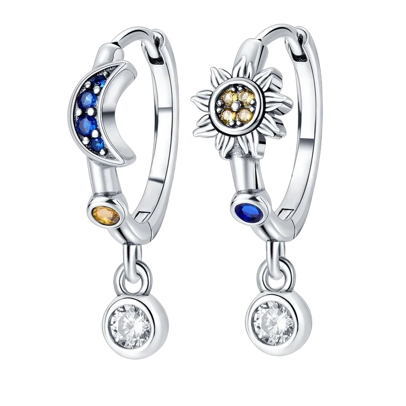 Sparkling Colorful Hoop Earrings 925 Sterling Silver Hypoallergenic Jewelry Embellished With Zircon Elegant Luxury Style Female