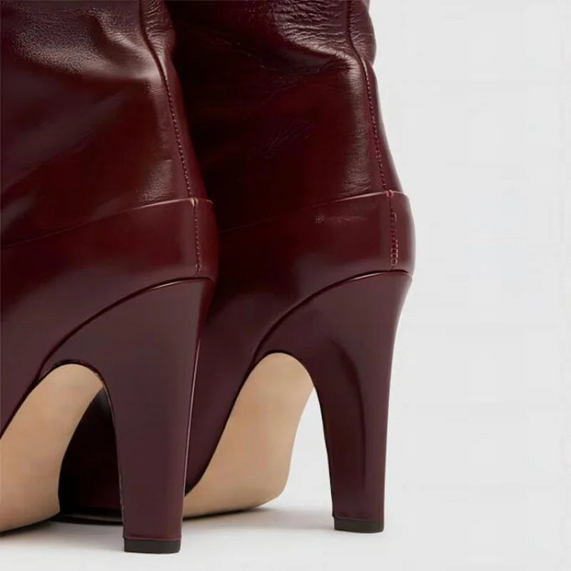 High Quality Solid Color Women's Over-the-knee Boots Pointed Toe High Heel Female Banquet And Runway Long Boots Ladies Shoes