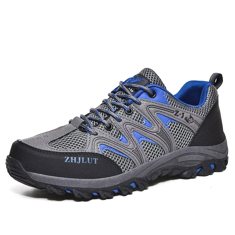 New Summer Men Casual Shoes Outdoor Mesh Sneakers Women Non-slip Lace Up Trekking Footwear Breathable Camping Spring Black Shoes