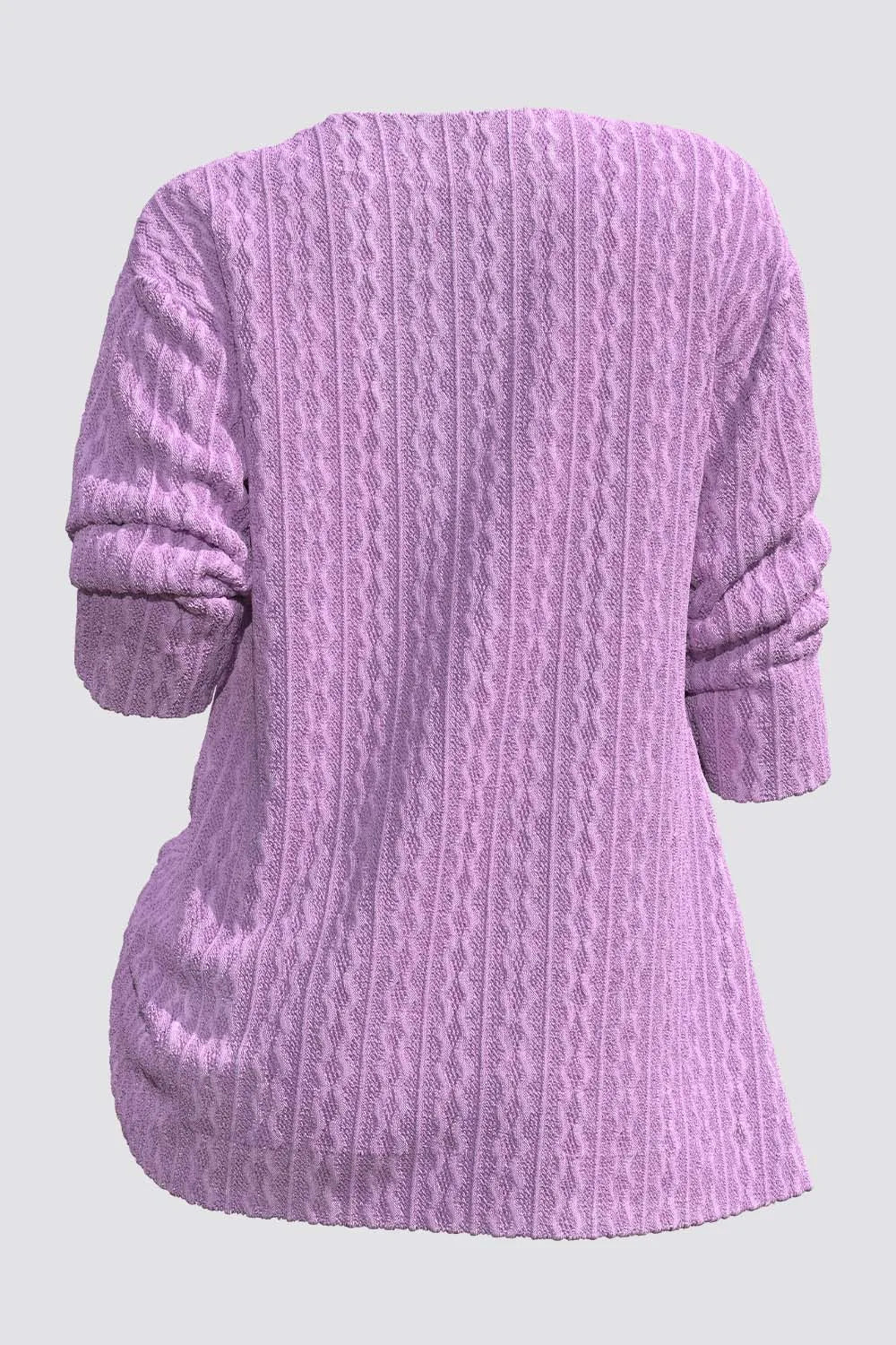 Flycurvy Plus Size Women's Casual Purple Knitted Cardigan Single-Breasted Sweater Comfortable Loose Fit