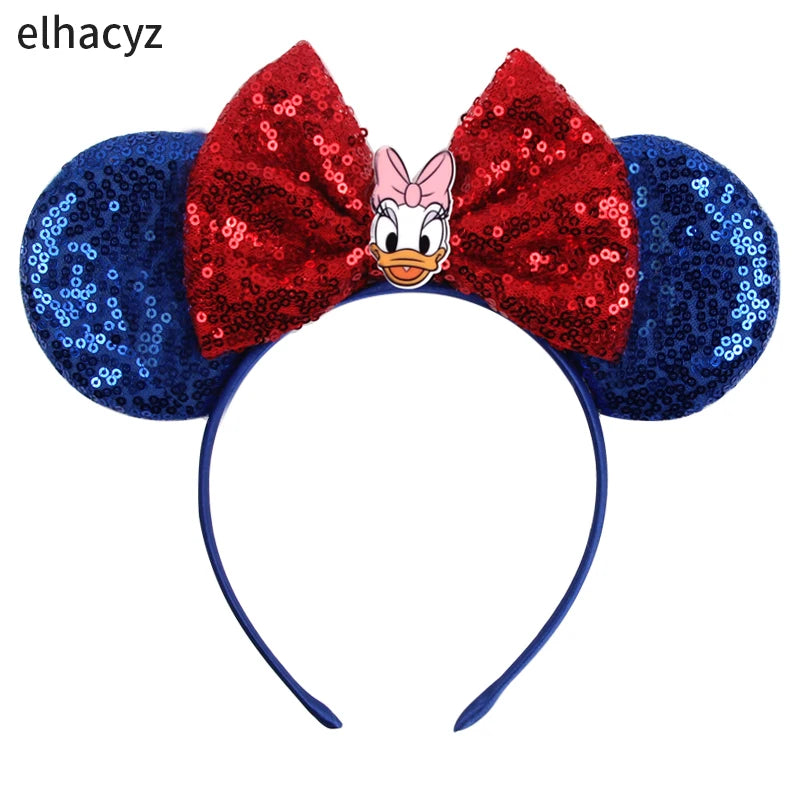 2025 New Halloween Mickey Mouse Ears Headbands Sequins Hair Bow Women Festival Party Cosplay Hairband Gift Kids Hair Accessories