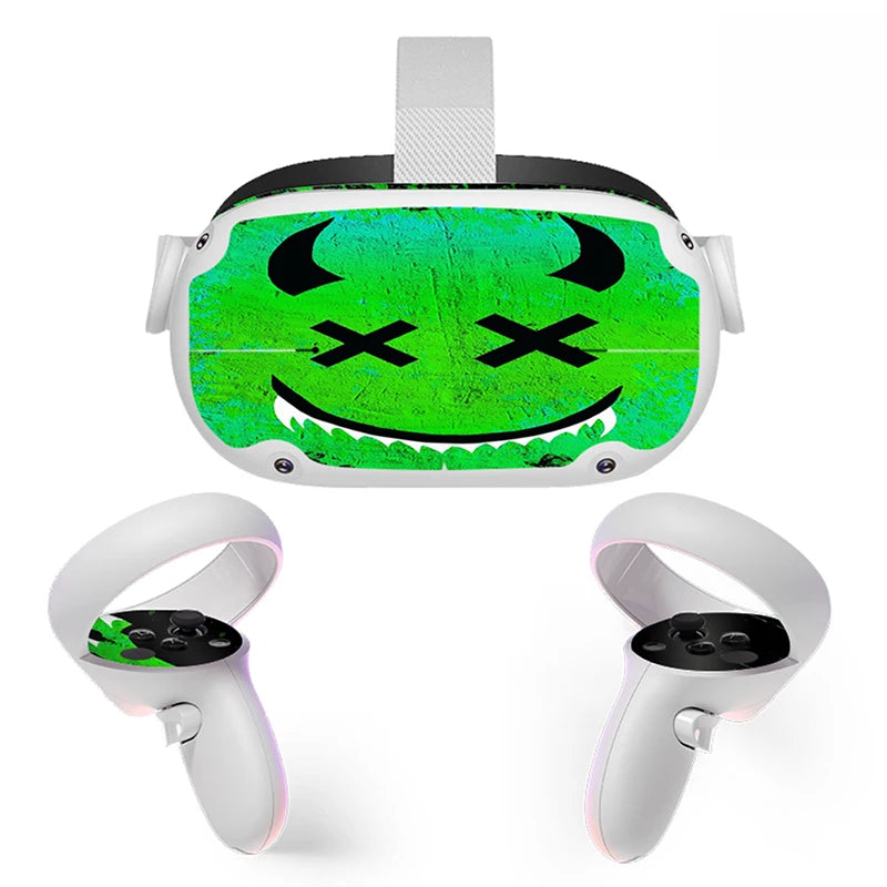 Sticker Vinyl Skin for Oculus Quest 2 VR Headset Controller PVC Decals Halloween Pattern Wrap Cover for Meta Quest2 Accessories