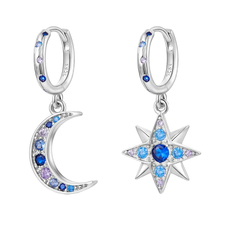 Sparkling Colorful Hoop Earrings 925 Sterling Silver Hypoallergenic Jewelry Embellished With Zircon Elegant Luxury Style Female