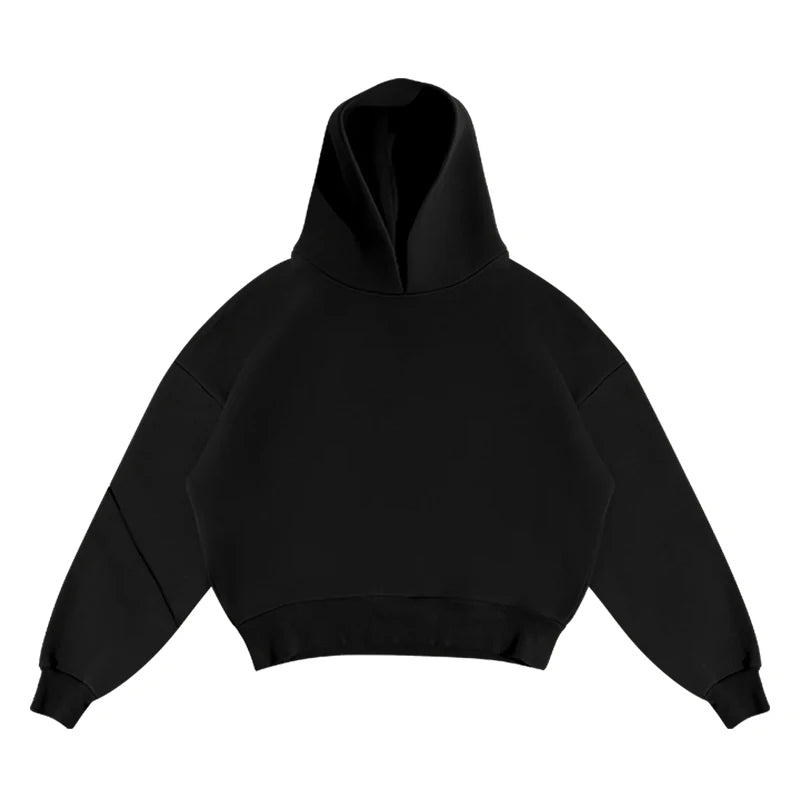 Casual Solid Hooded Pullover Straight Pants 2 Piece Set Tracksuit For Male Fashion Loose Hoodies Sweatshirt Wide Leg Sweatpants