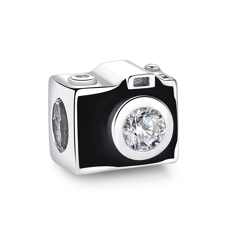 Original 925 Sterling Silver Charms Camera Suitcase London Bus Love Heart Beads Fit Bracelets Necklaces DIY Jewelry Women