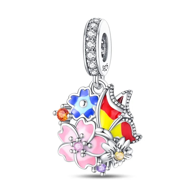 S925 Sterling Silver Owl Squirrel Bear Hedgehog Cute Animal Series Creative Charms Beads Fit Pan Original Bracelets DIY Jewelry