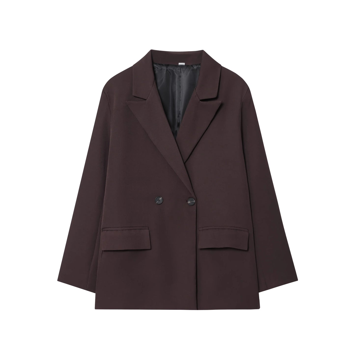 KONDALA Chic Brown Oversized Blazer Women V Neck Double Buttons Loose Blazer Jacket Fashion 2025 Fall Office Lady Casual Outwear