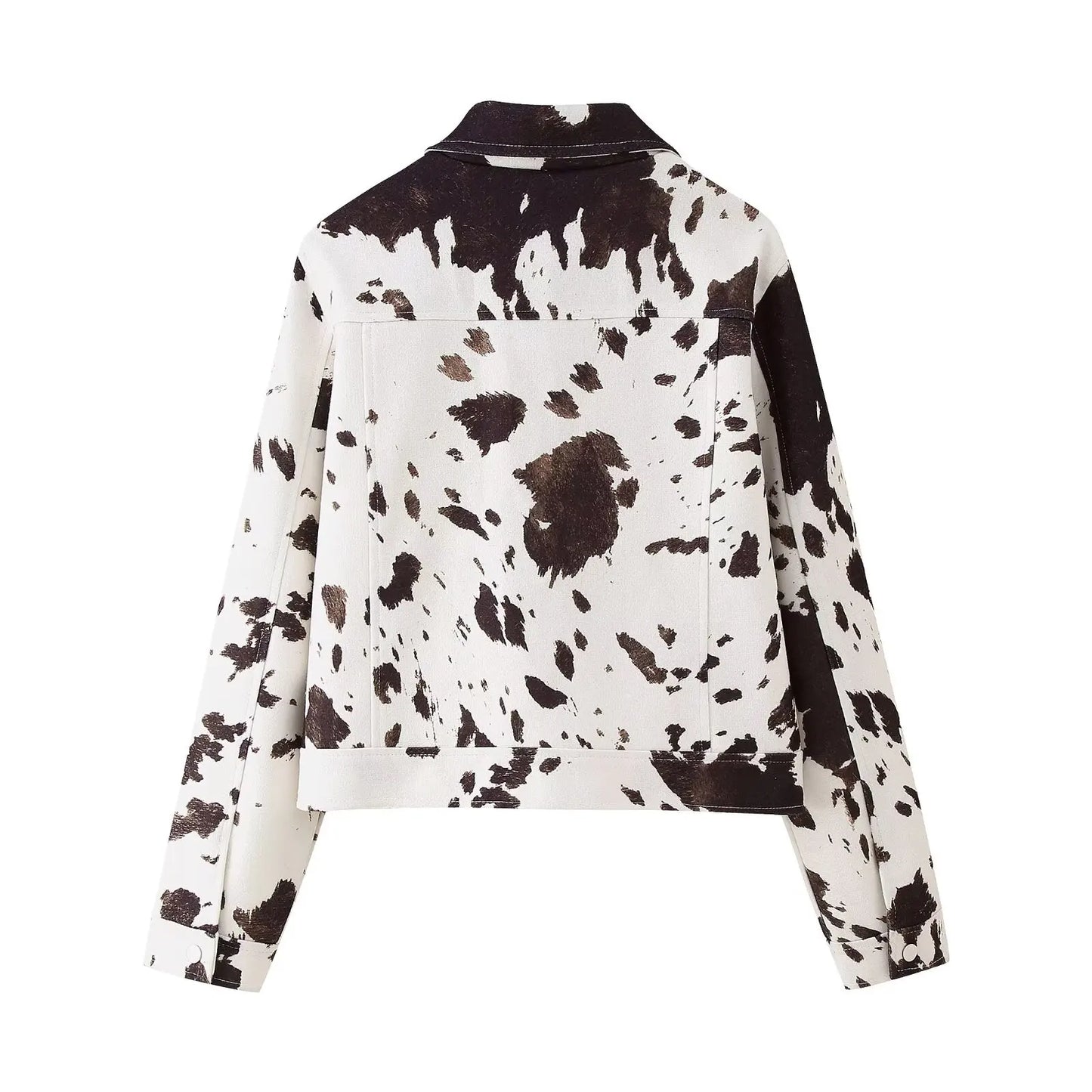 JNLEAOG Faion Animal Print Jaet Women's ort Outerwear Autumn New Sle Loose Fit Polyester Long Sve Button Closure