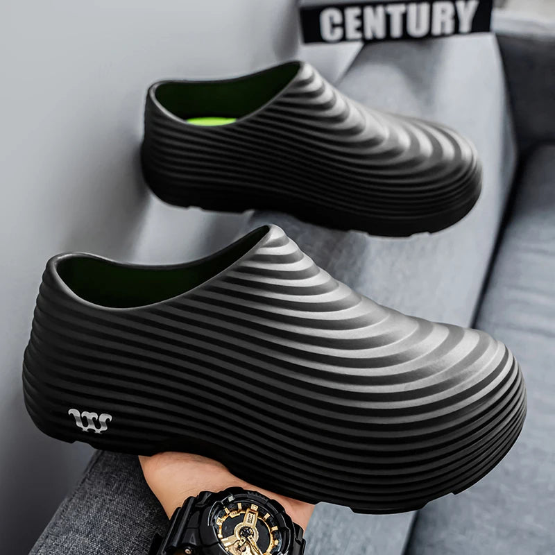 Waterproof Rubber Sandals Soft Comfort Kitchen Chef Shoes for Men Summer Beach Shoes Yacht Outdoor Casual Camping River Creek