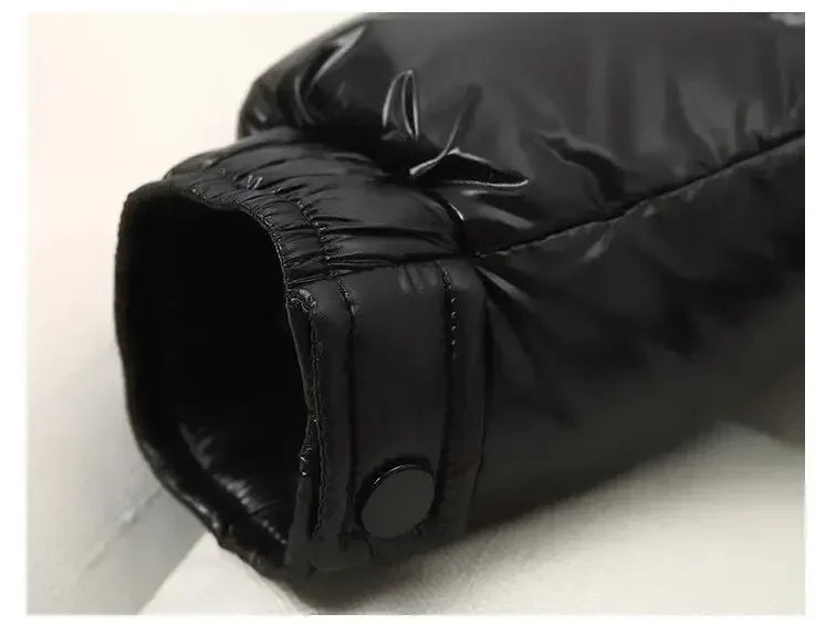 Mens Glossy Parka Casual White Duck Hooded Down Jacket Waterproof Windproof Ski Thick Warm Outwear Men Winter Fashion Shiny Coat