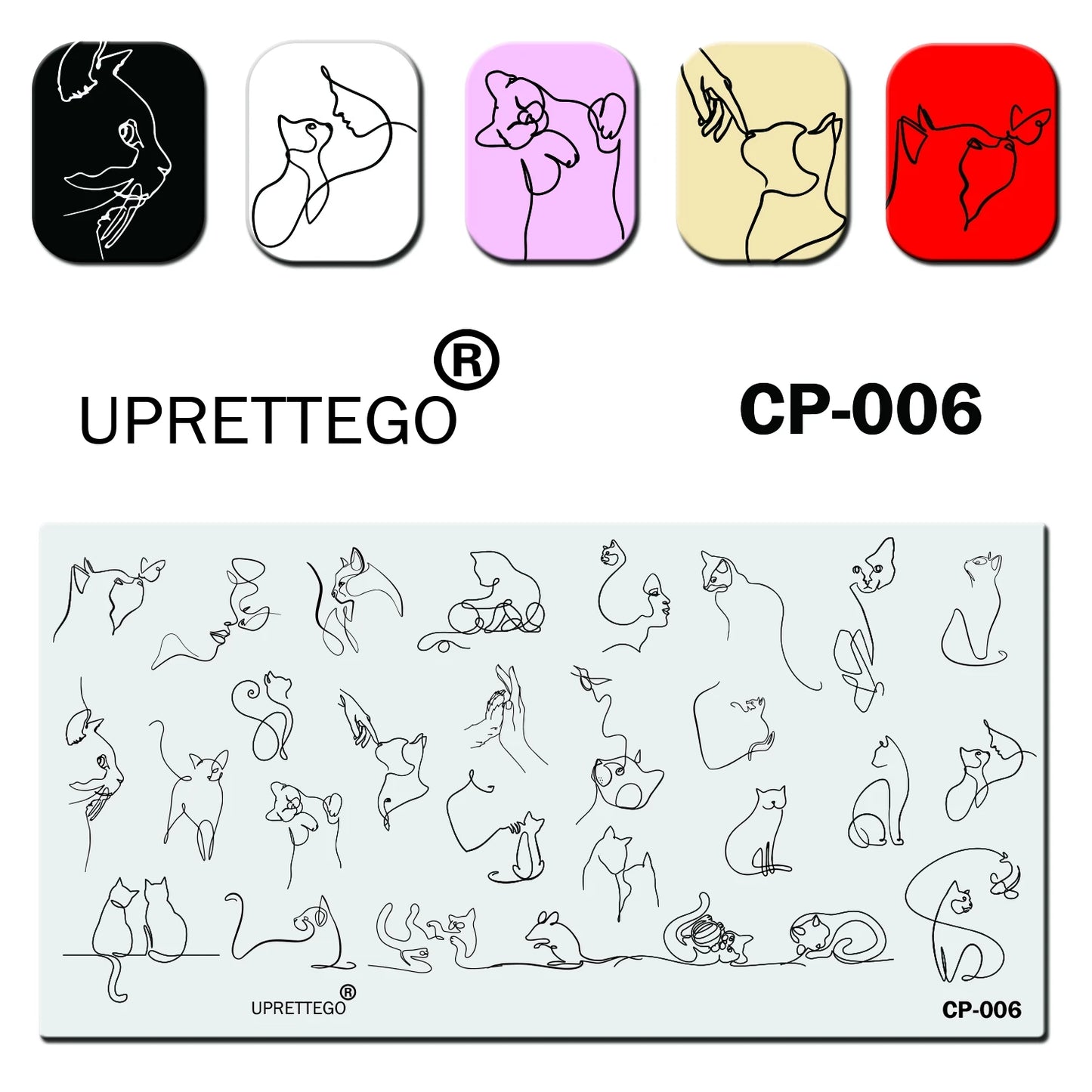 Stainless Steel Stamping Plate Template Linear Cat Kitten Flowers Biotanic Face Halloween Ghost Abstract Drawing CP001-007
