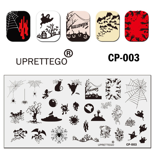 Stainless Steel Stamping Plate Template Linear Cat Kitten Flowers Biotanic Face Halloween Ghost Abstract Drawing CP001-007