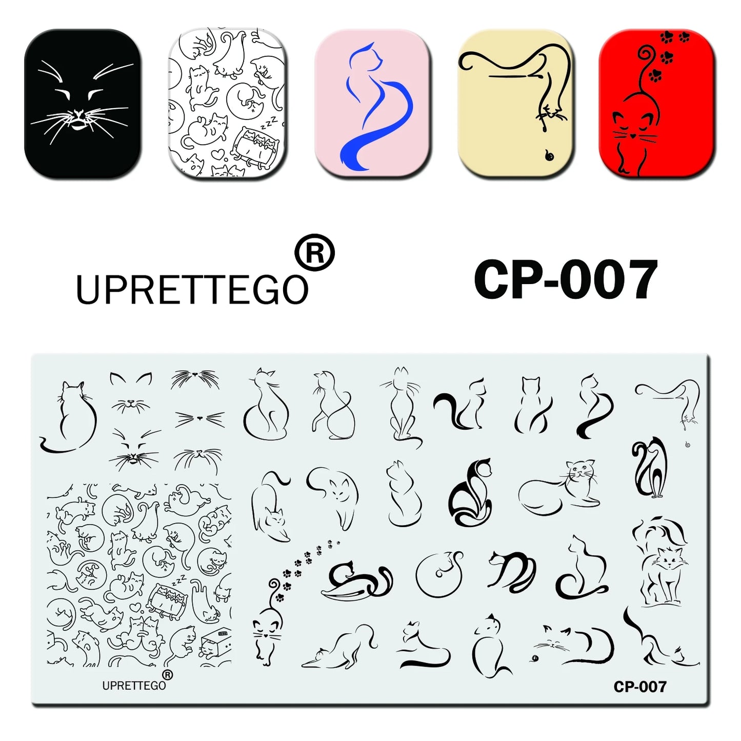 Stainless Steel Stamping Plate Template Linear Cat Kitten Flowers Biotanic Face Halloween Ghost Abstract Drawing CP001-007