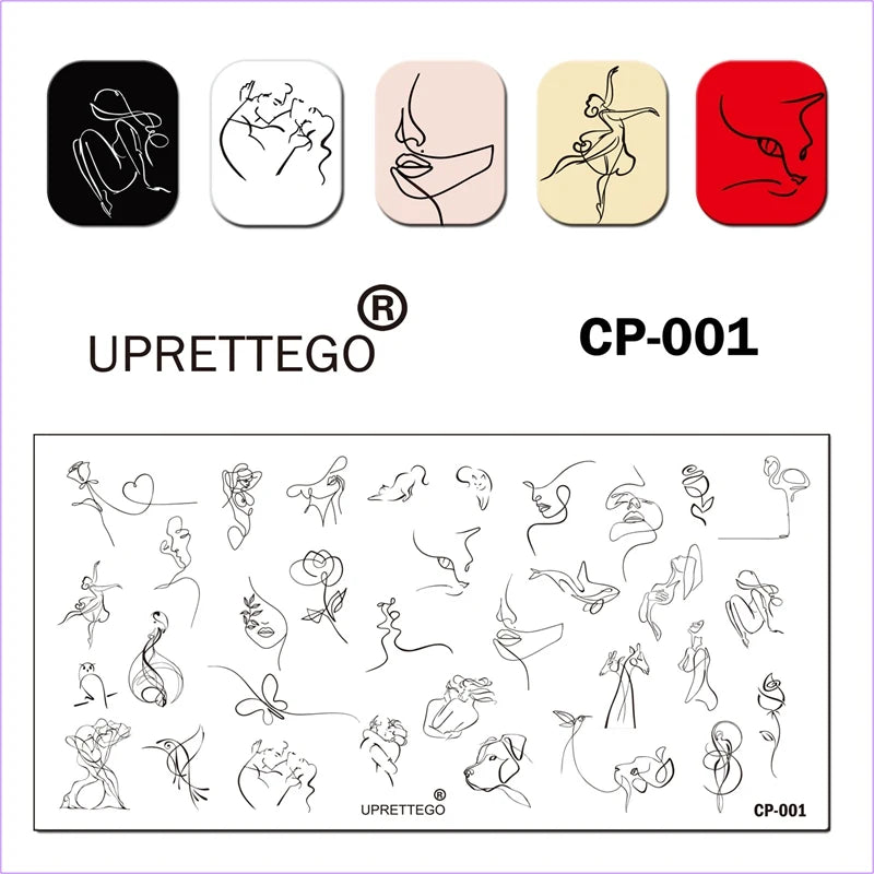 Stainless Steel Stamping Plate Template Linear Cat Kitten Flowers Biotanic Face Halloween Ghost Abstract Drawing CP001-007