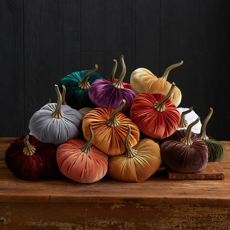 Handmade Velvet Pumpkins, Stuffed Small Pumpkins Artificial Cute Pumpkin Foam Halloween Thanksgiving Decor, DIY, Super Soft Fall