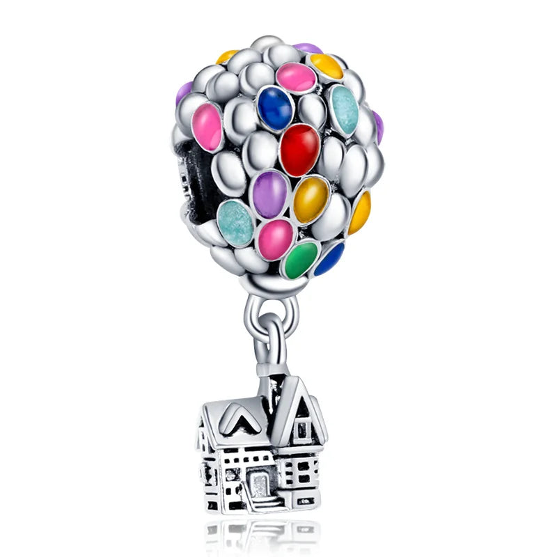 Hot Sale Charms Bead 925 Sterling Silver Pixar Up House & Balloons Dangle Fit Bangle Bracelet Necklace DIY Jewelry
