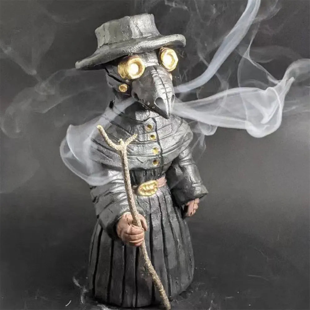 Halloween Plague Doctor Incense Burner Mr. Crow Decompresse Anxiety Relief Desktop Resin Ornament Mr. Crow Incense Burner Statue