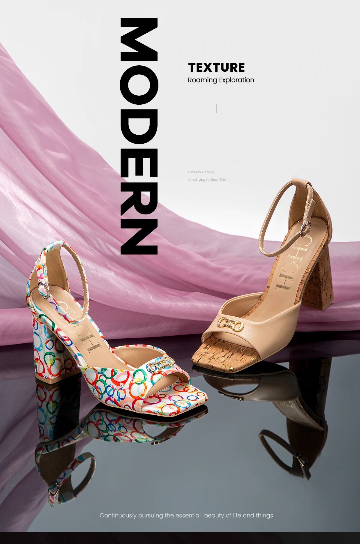 High Heels 2024 Fashion  Women's Luxury Design Sandals Metallic Flower Square Toe Fine Heel Party Dress Shoes High Heels