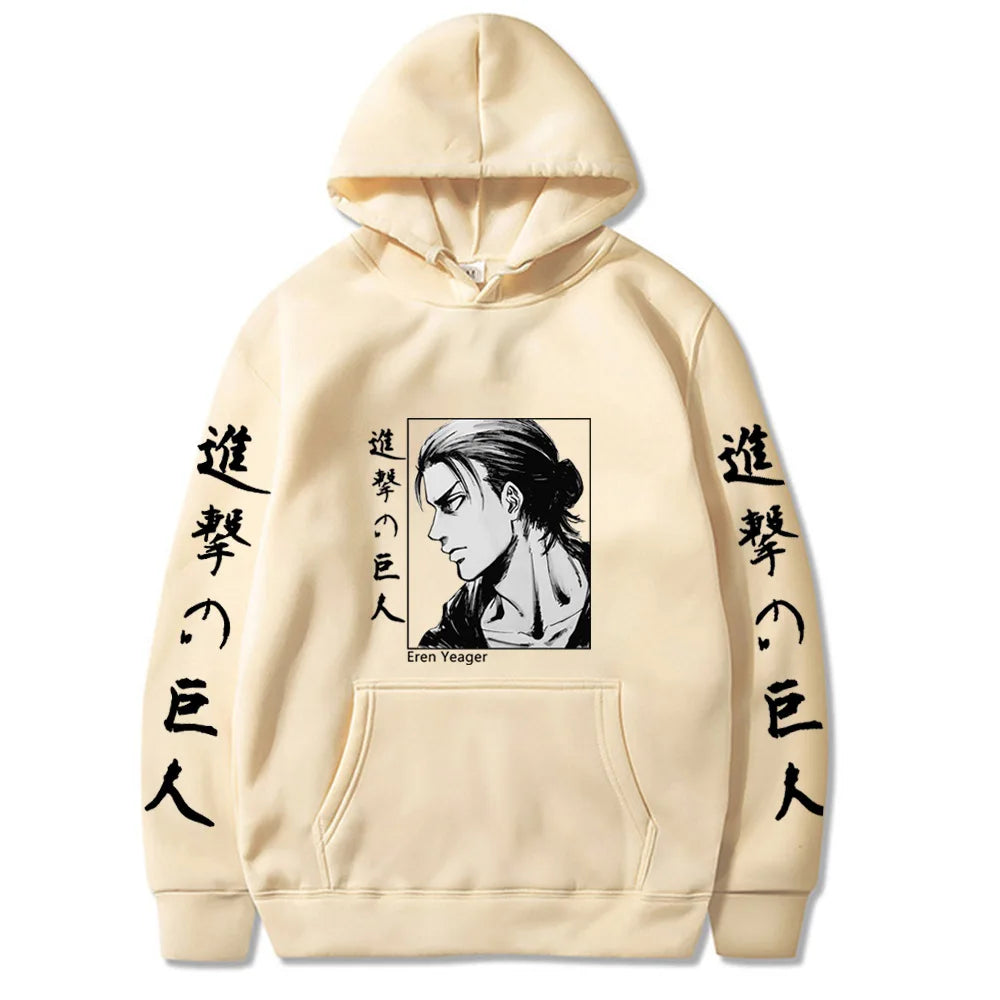 Attack on Titan Eren Yeager Autunm Printed Hoodie Brand Hoody Y2K Clothes Vintage Fashion Casual Unisex Long Sleeve Pullovers