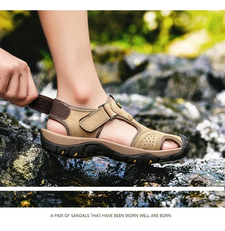 2024 New Man's shoes Genuine Leather Men Sandals Summer Men's Shoes Outdoor Water Shoes Leather Sandals For Men