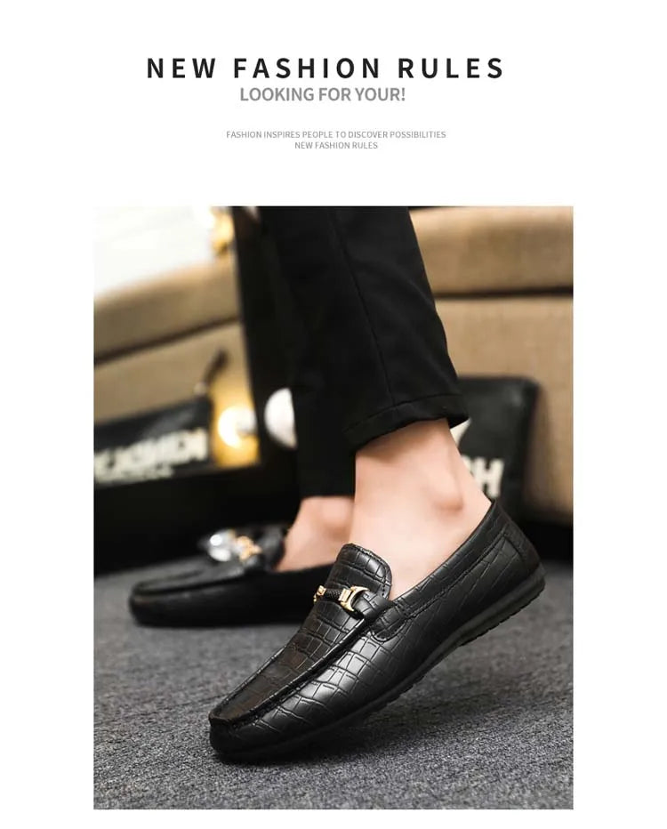 Autumn trend of 2025 men's bean shoes checkerboard casual men's shoes compound Leather men's flat shoes men's driving Size 39-46