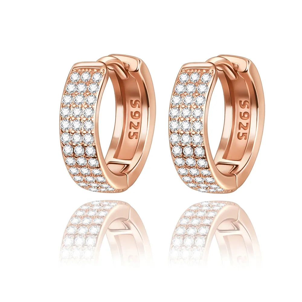 Sparkling Colorful Hoop Earrings 925 Sterling Silver Hypoallergenic Jewelry Embellished With Zircon Elegant Luxury Style Female