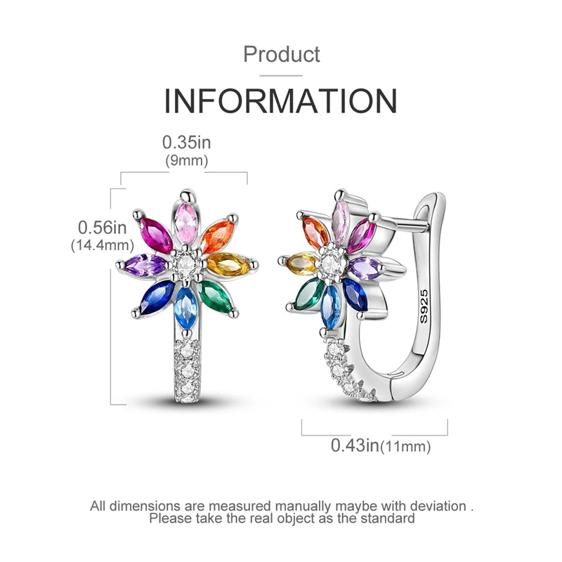 925 Sterling Silver Colored Zirconium Stars Hoop Earrings For Women Jewelry Anniversary WeddingMaking Jewelry Gift