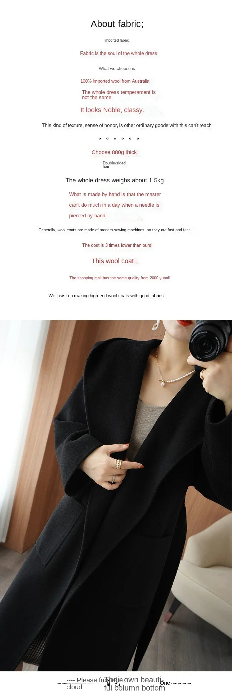 2024 Mid-Length Autumn and Winter Hooded Double Sided Cotton Cashmere Coat Female 100% Wool Loose Thick Woolen Coat