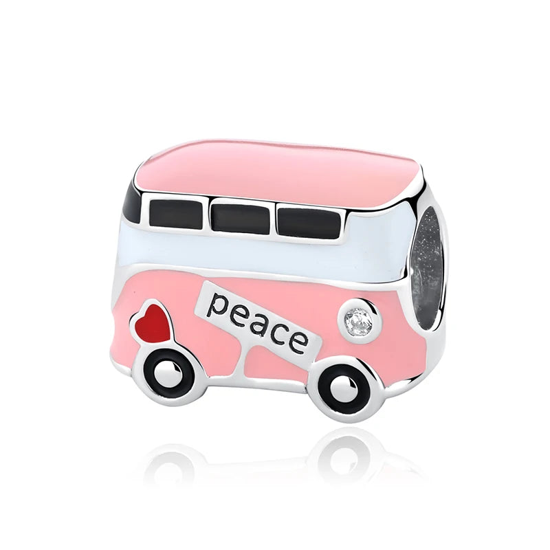 Original 925 Sterling Silver Charms Camera Suitcase London Bus Love Heart Beads Fit Bracelets Necklaces DIY Jewelry Women