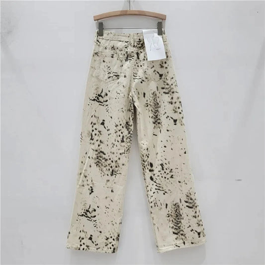 Casual Women Pants Shopping Comfort Vintage High Waist Beige Denim Trousers Flare Wide Leg Baggy Urban Street Fashion