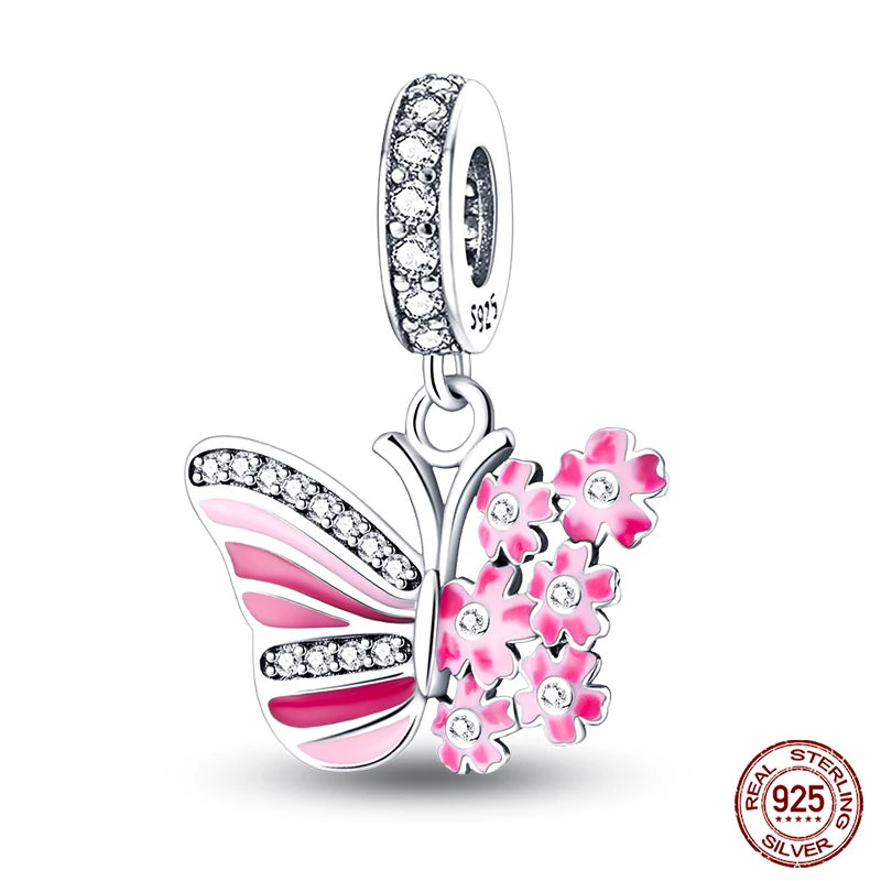 925 Sterling Silver Chameleon Luminous Firefly Butterfly Charms Beads Fit Qikaola 925 Original Bracelets Fine DIY Jewelry Making