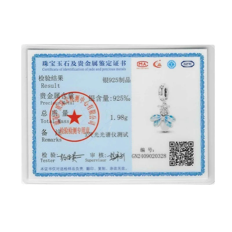 100% 925 Sterling Silver Creative Blue Luminous Firefly Charms Pendants Fit Qikaola 925 Original Bracelets DIY Birthday Jewelry