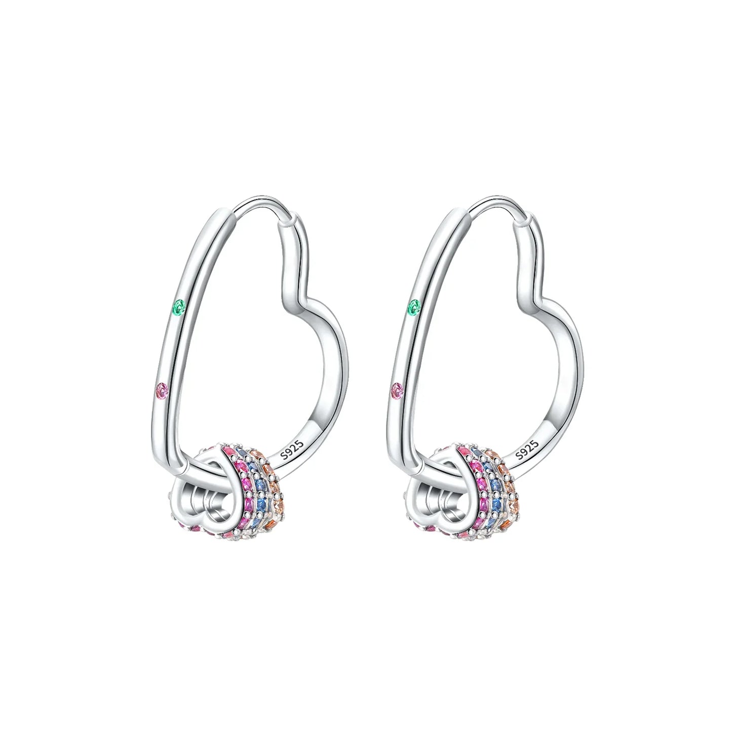 Sparkling Colorful Hoop Earrings 925 Sterling Silver Hypoallergenic Jewelry Embellished With Zircon Elegant Luxury Style Female